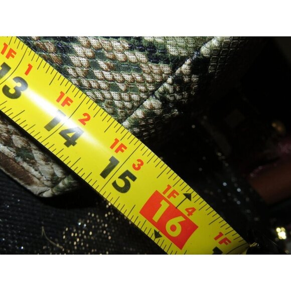 Badgley Mischka Colorful Snakeskin Embossed Vegan Leather Double Handle Tote - Picture 8 of 12